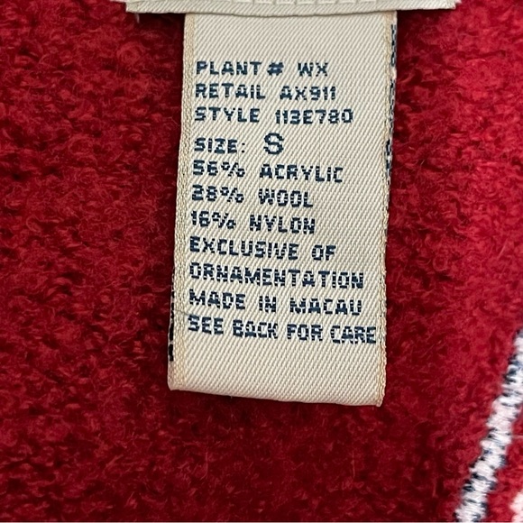 Koret City Blues Women's Sz Large Christmas Sweater Button Front Red Patchworks - Picture 11 of 12